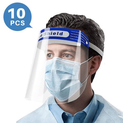 Safety Face Shield Transparent Full Face Breathable Face Shield(10 PCS)